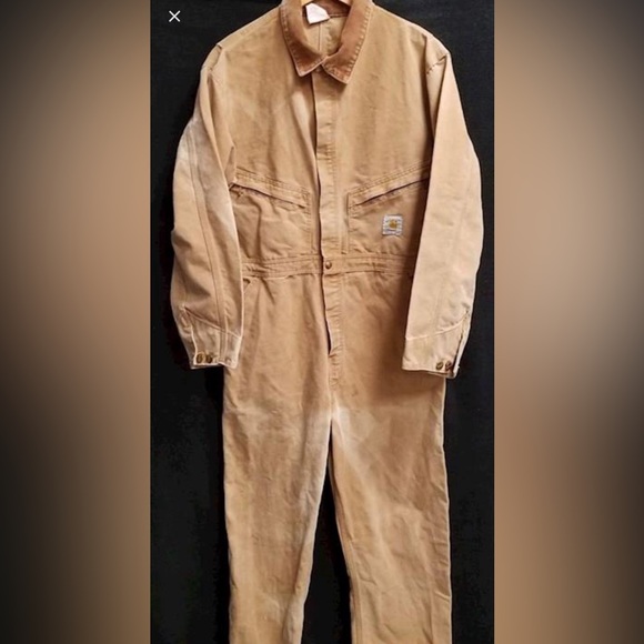 Carhartt Coveralls Mens 42 Short Tan Zip-Up - Picture 1 of 4
